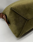 Grossi Green Suede Hobo Crossbody Bag