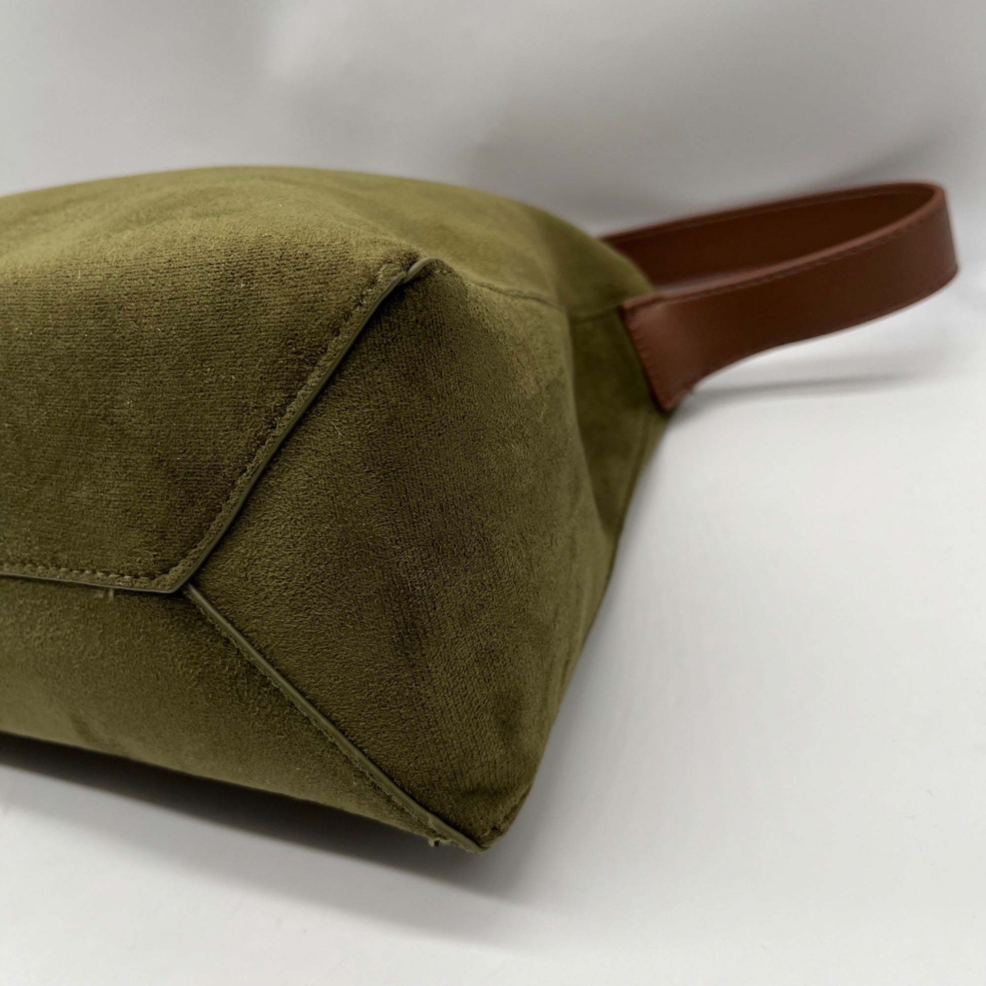 Grossi Green Suede Hobo Crossbody Bag