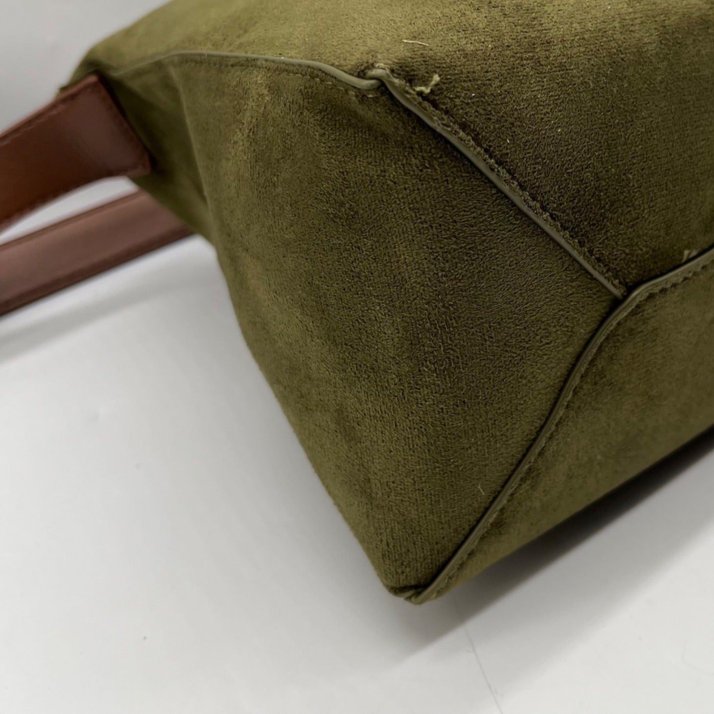 Grossi Green Suede Hobo Crossbody Bag