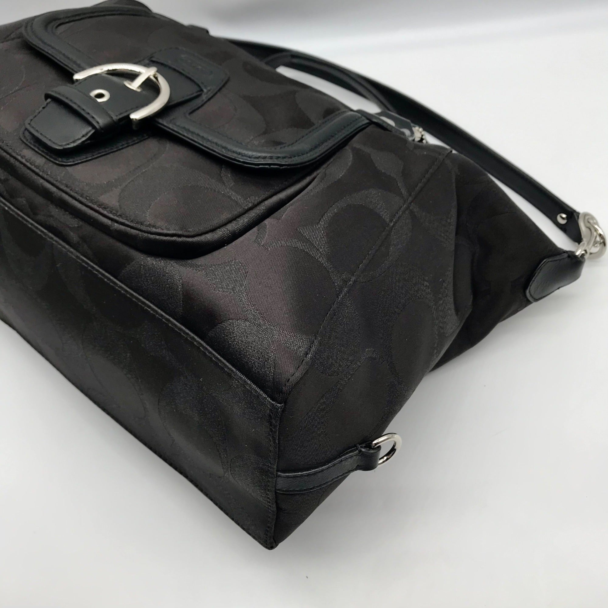 Coach Black Canvas Signature Campbell Convertible Satchel Bag F26243