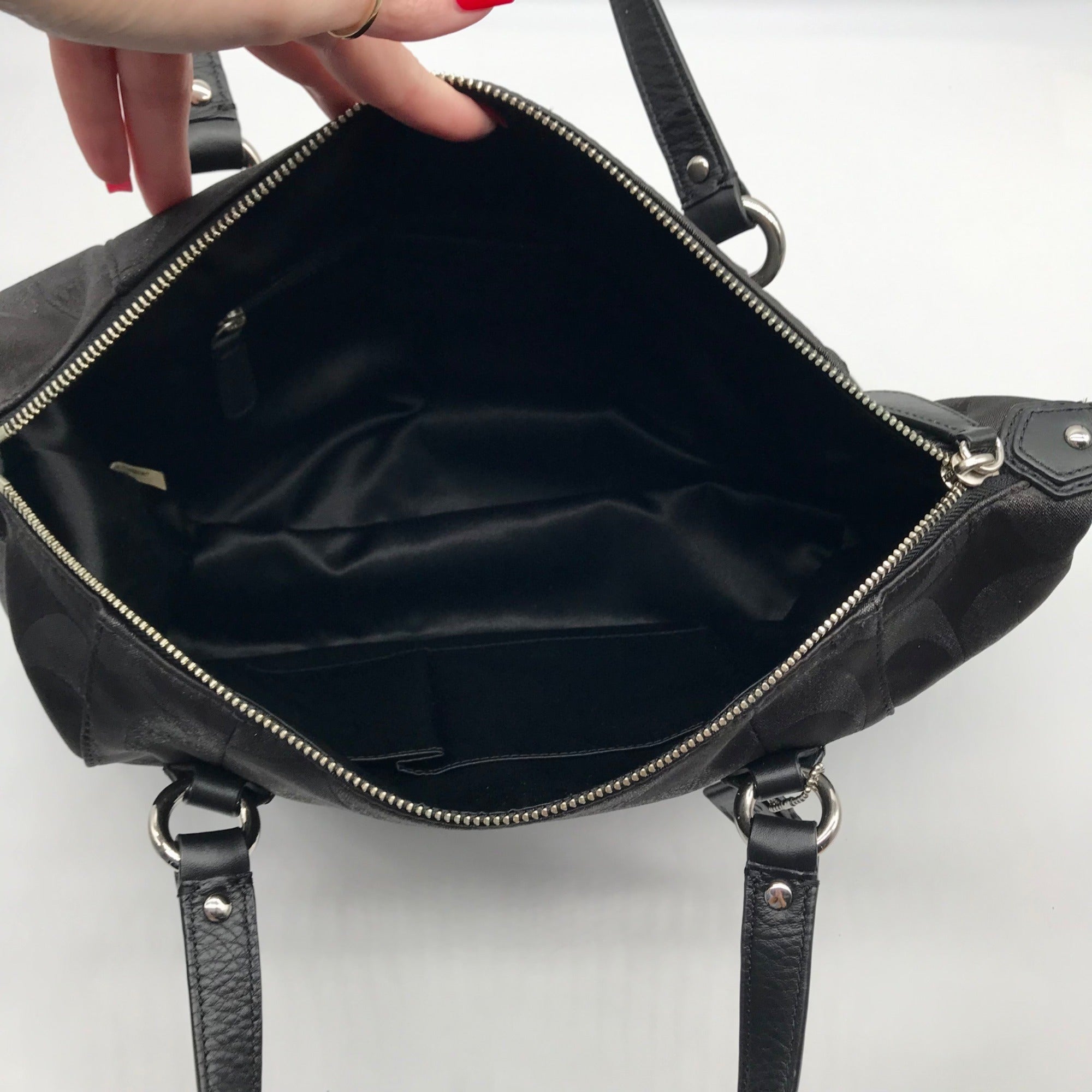 Coach Black Canvas Signature Campbell Convertible Satchel Bag F26243