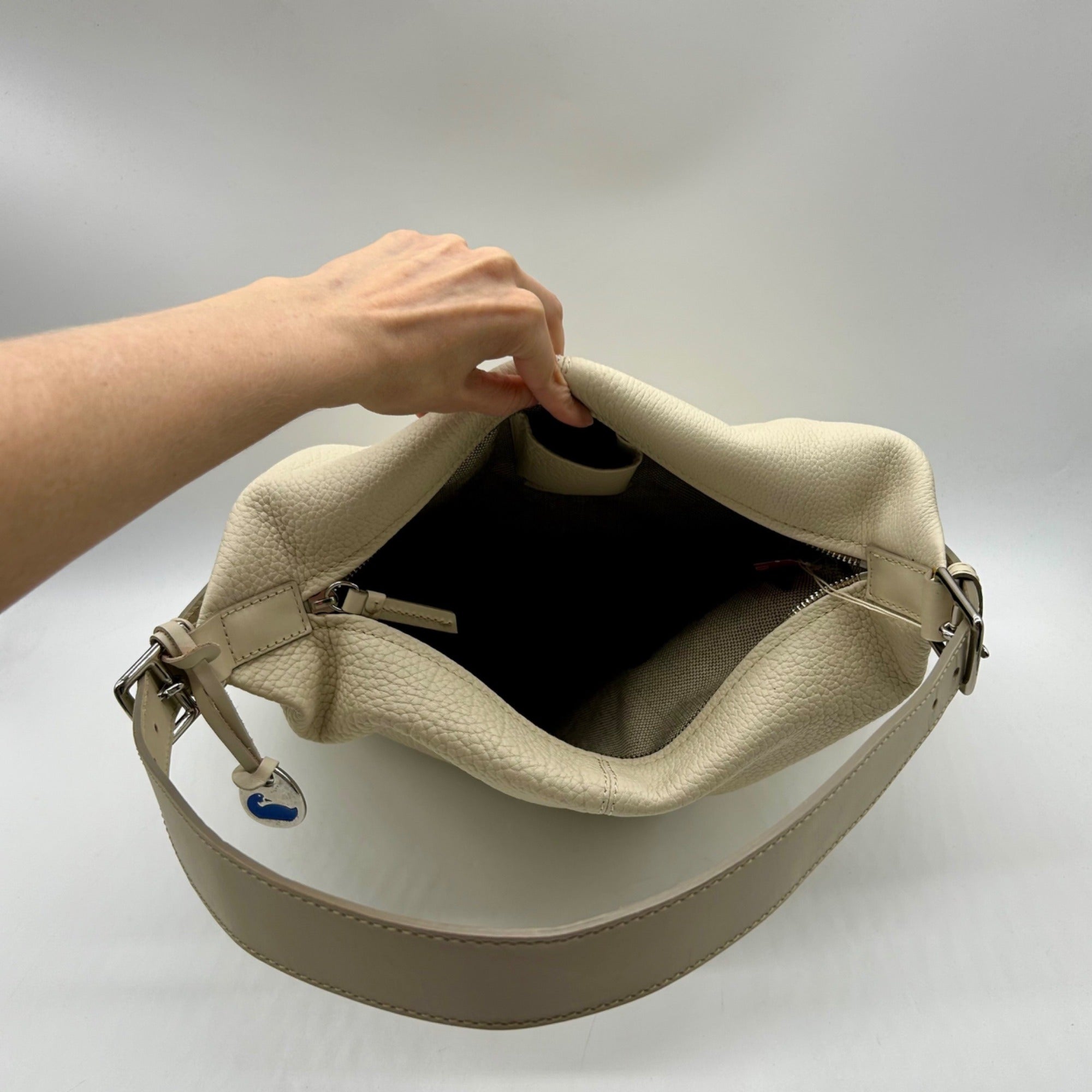 Dooney &amp; Bourke Beige Pebbled Leather Hobo Bag