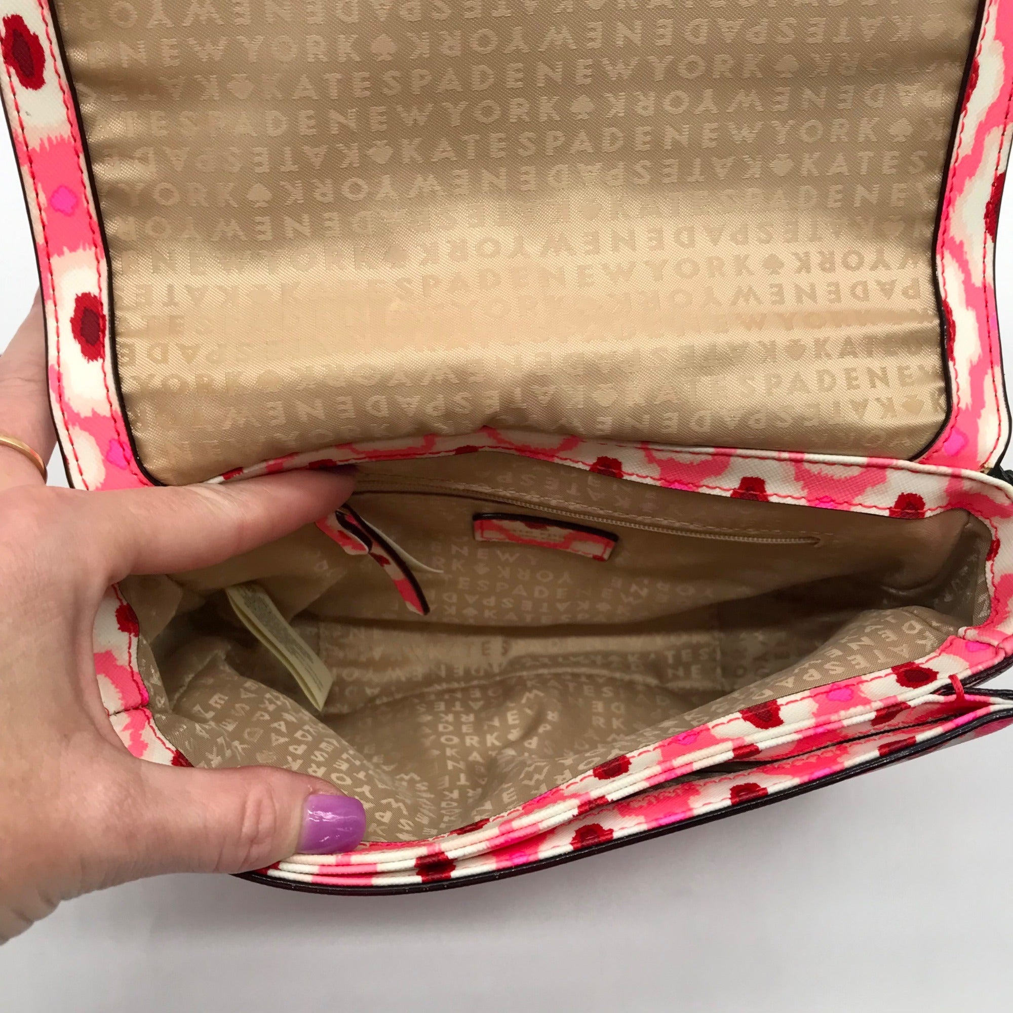 Kate Spade Pink Laurel Way Ikat Posey Foldover Crossbody bag