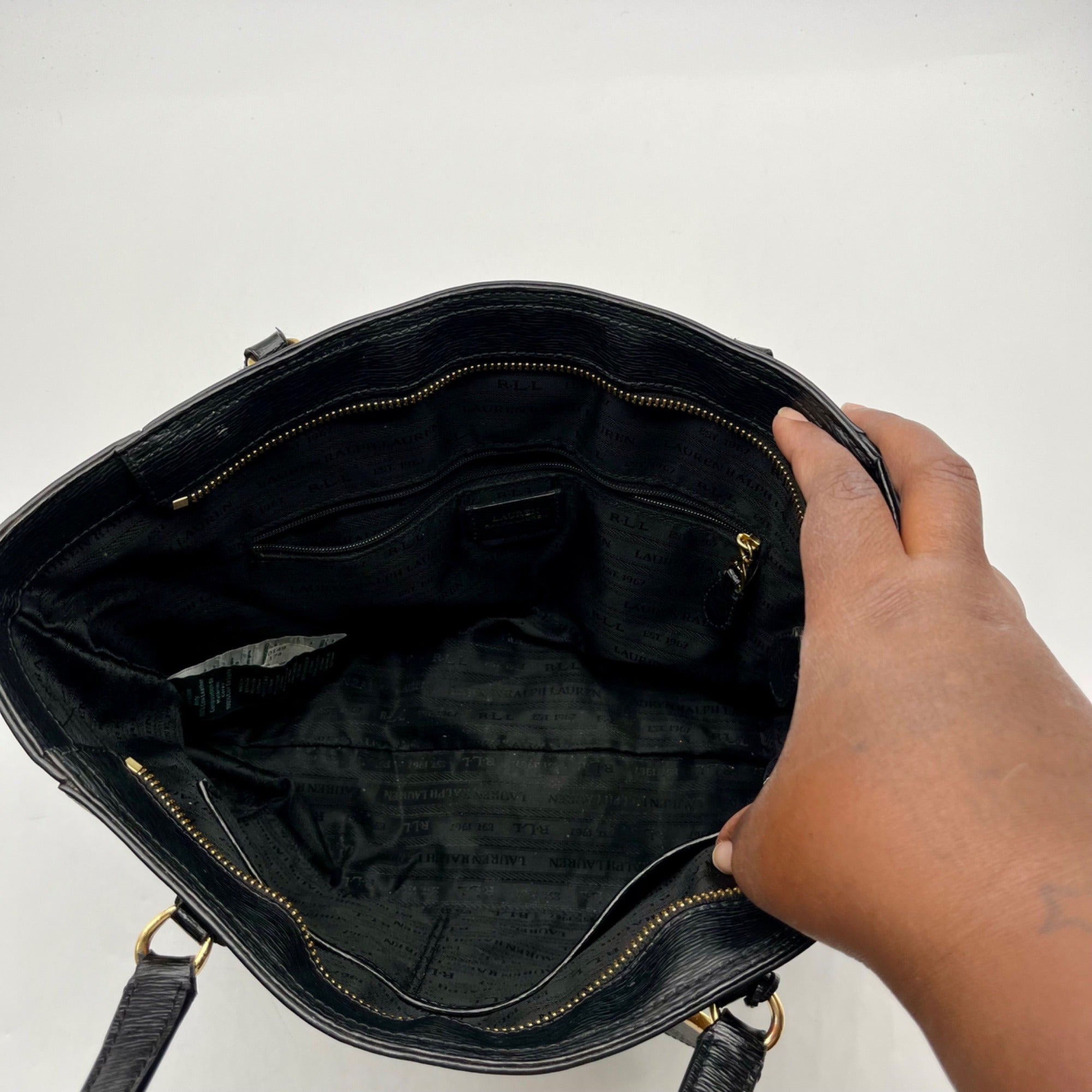 Ralph Lauren Black Leather Satchel Bag