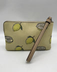Coach Yellow Canvas Lemon Print Corner Zip Wristlet