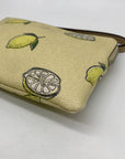 Coach Yellow Canvas Lemon Print Corner Zip Wristlet