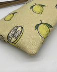 Coach Yellow Canvas Lemon Print Corner Zip Wristlet