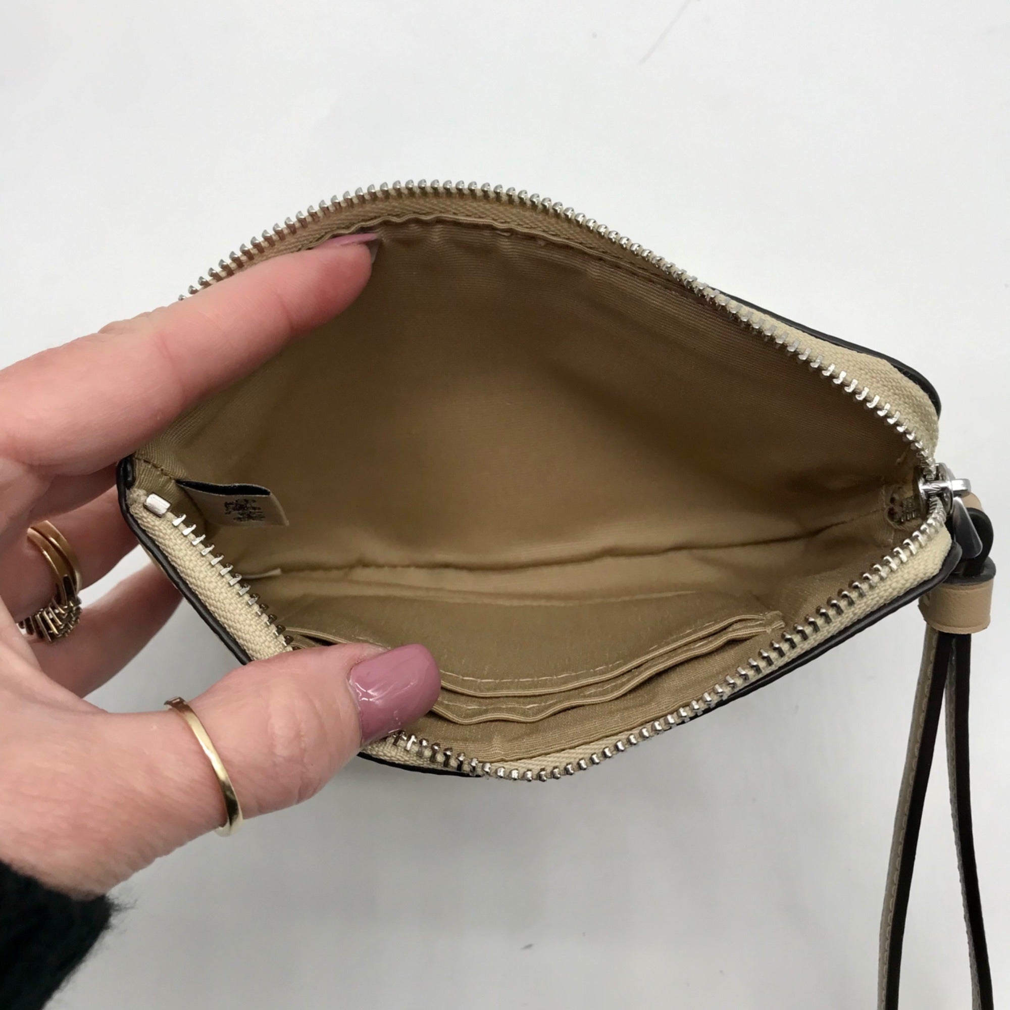 Coach Yellow Canvas Lemon Print Corner Zip Wristlet