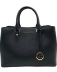 Michael Kors Black Saffiano Leather Middle Zip Savannah Convertible Tote