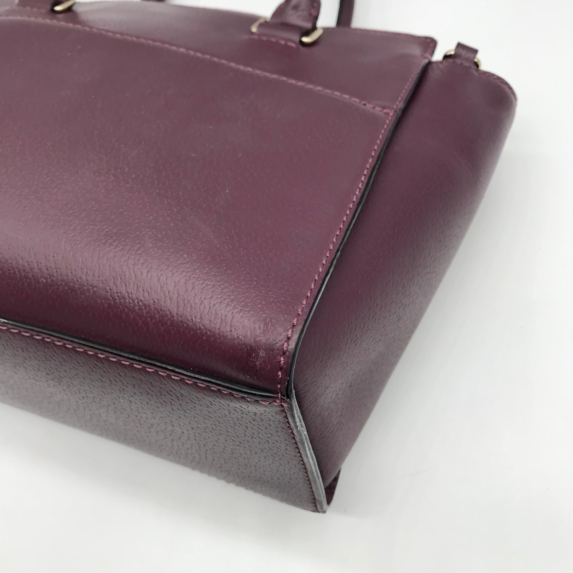 Kate Spade Plum Boarskin Leather Grove Street Lana Convertible Satchel