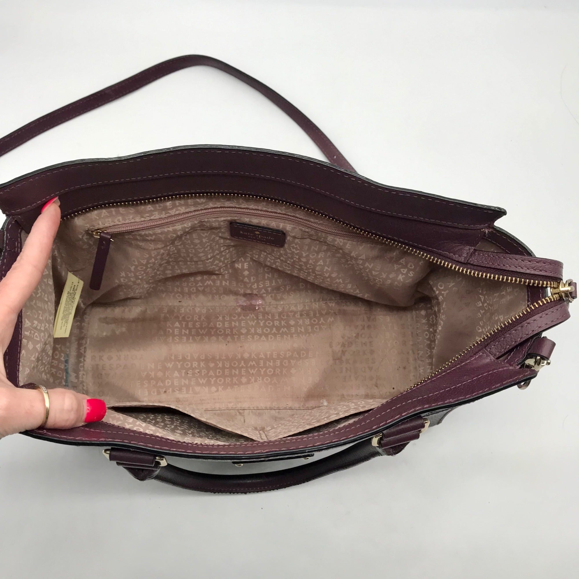 Kate Spade Plum Boarskin Leather Grove Street Lana Convertible Satchel