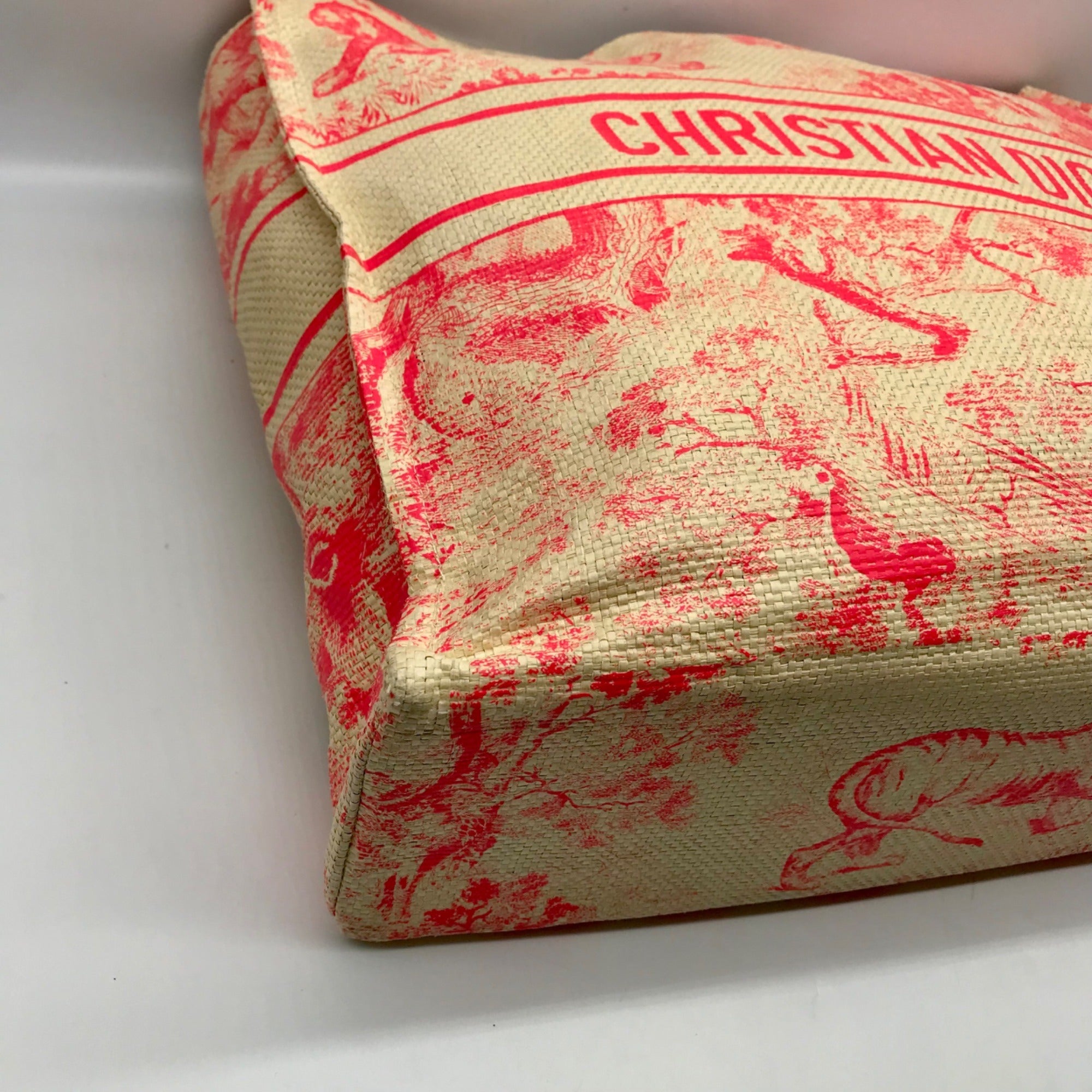 Christian Dior Pink Raffia Dioriviera Beach Tote Bag