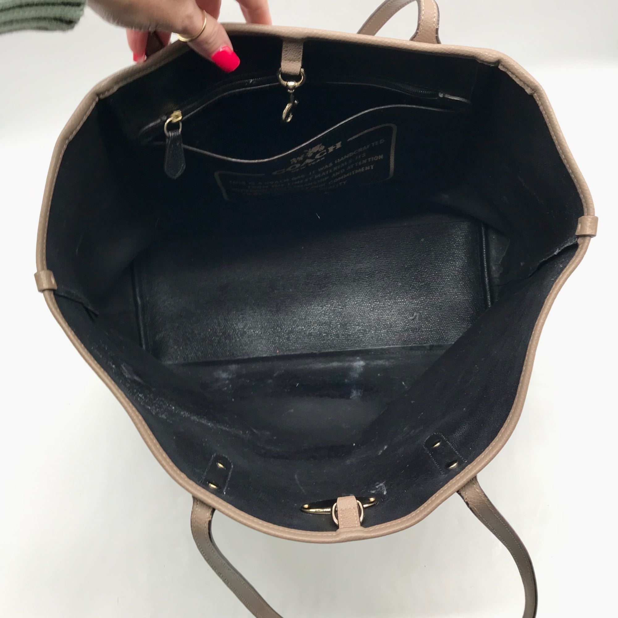 Coach Taupe Pebbled Leather City Tote Bag