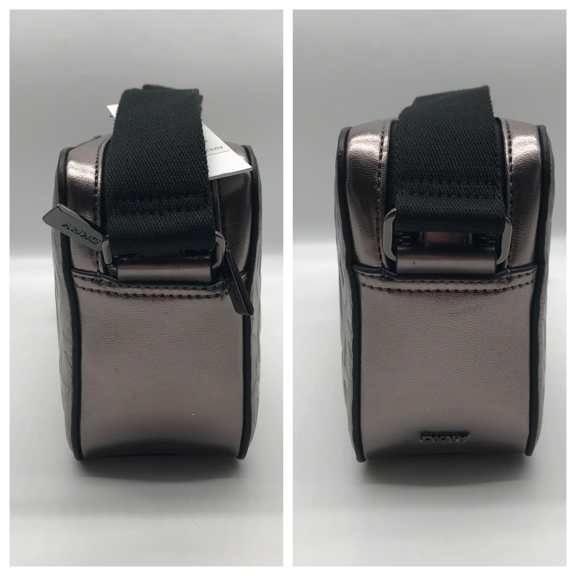 DKNY Metallic Silver Small Ashlyn Crossbody Camera Bag