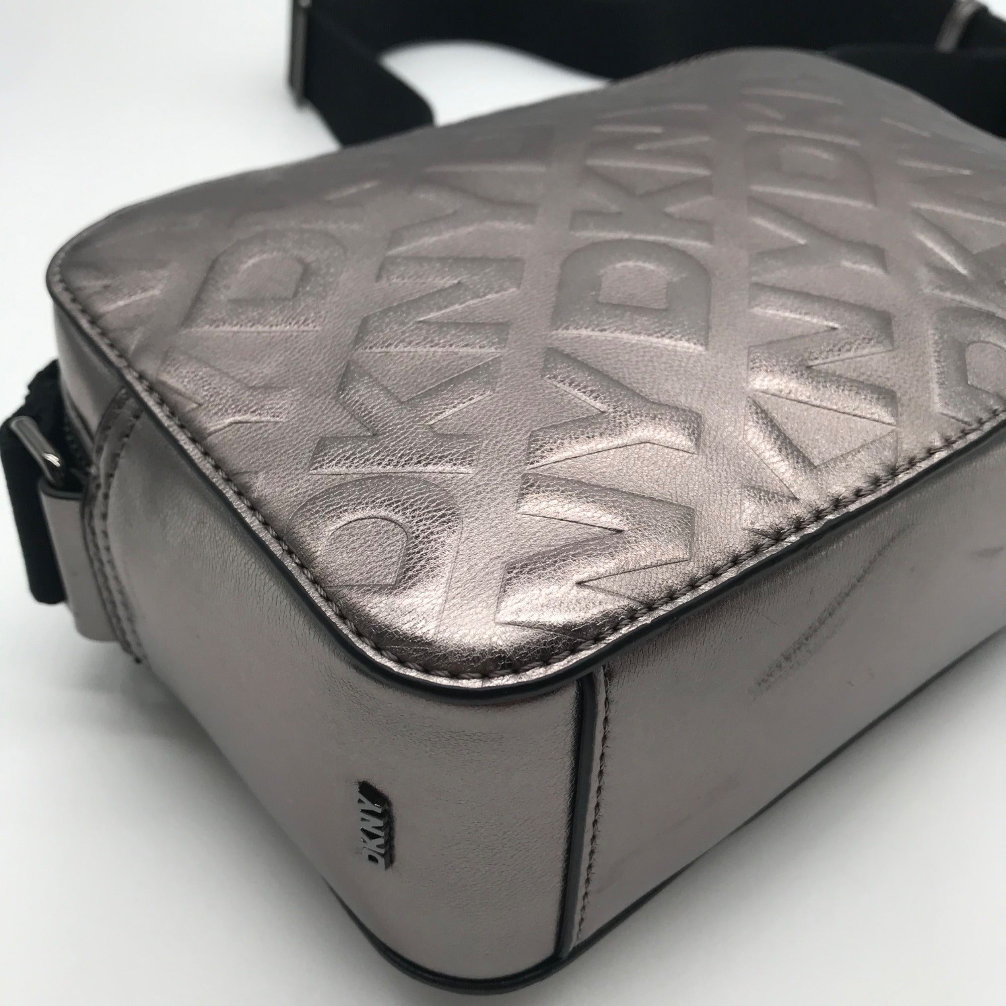 DKNY Metallic Silver Small Ashlyn Crossbody Camera Bag
