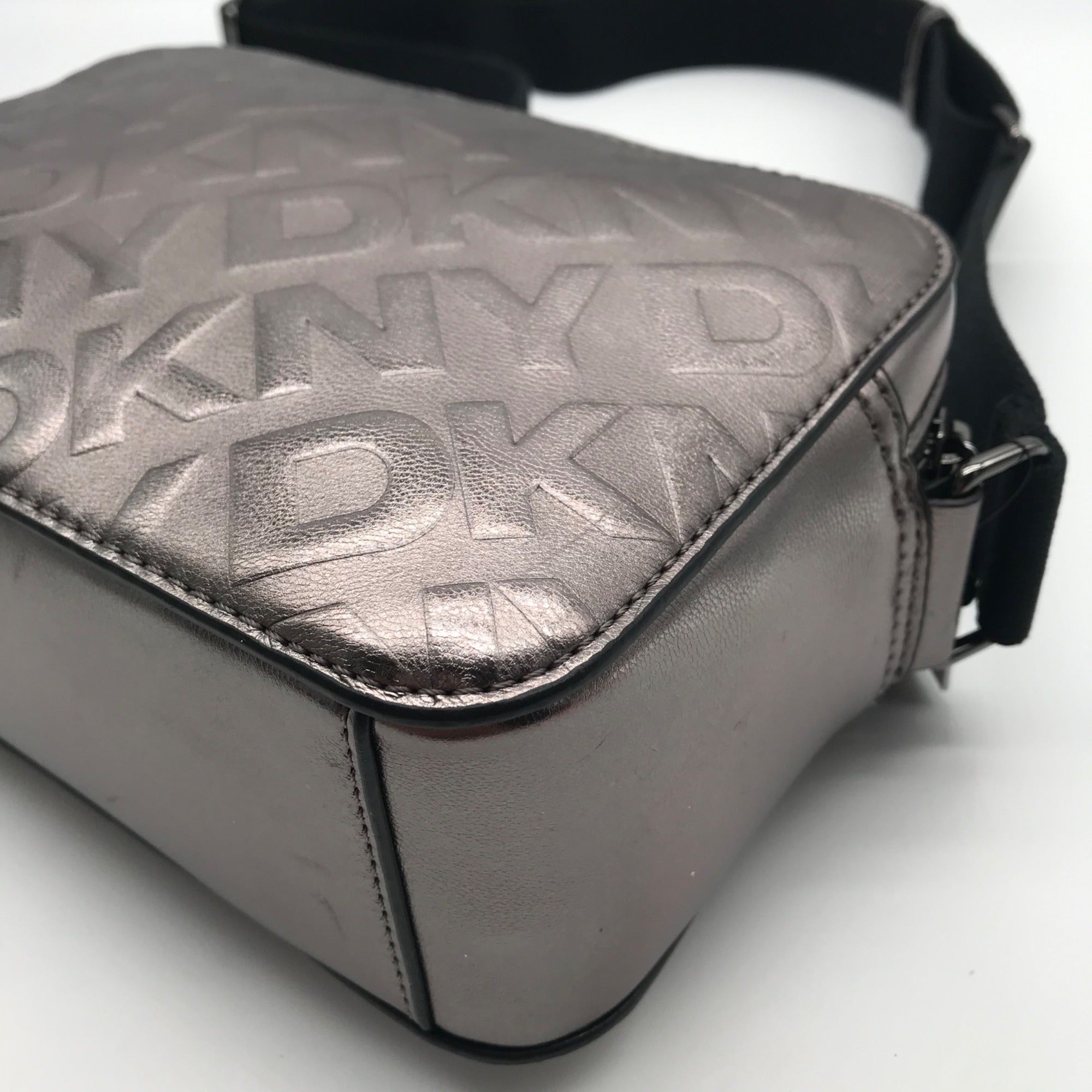 DKNY Metallic Silver Small Ashlyn Crossbody Camera Bag