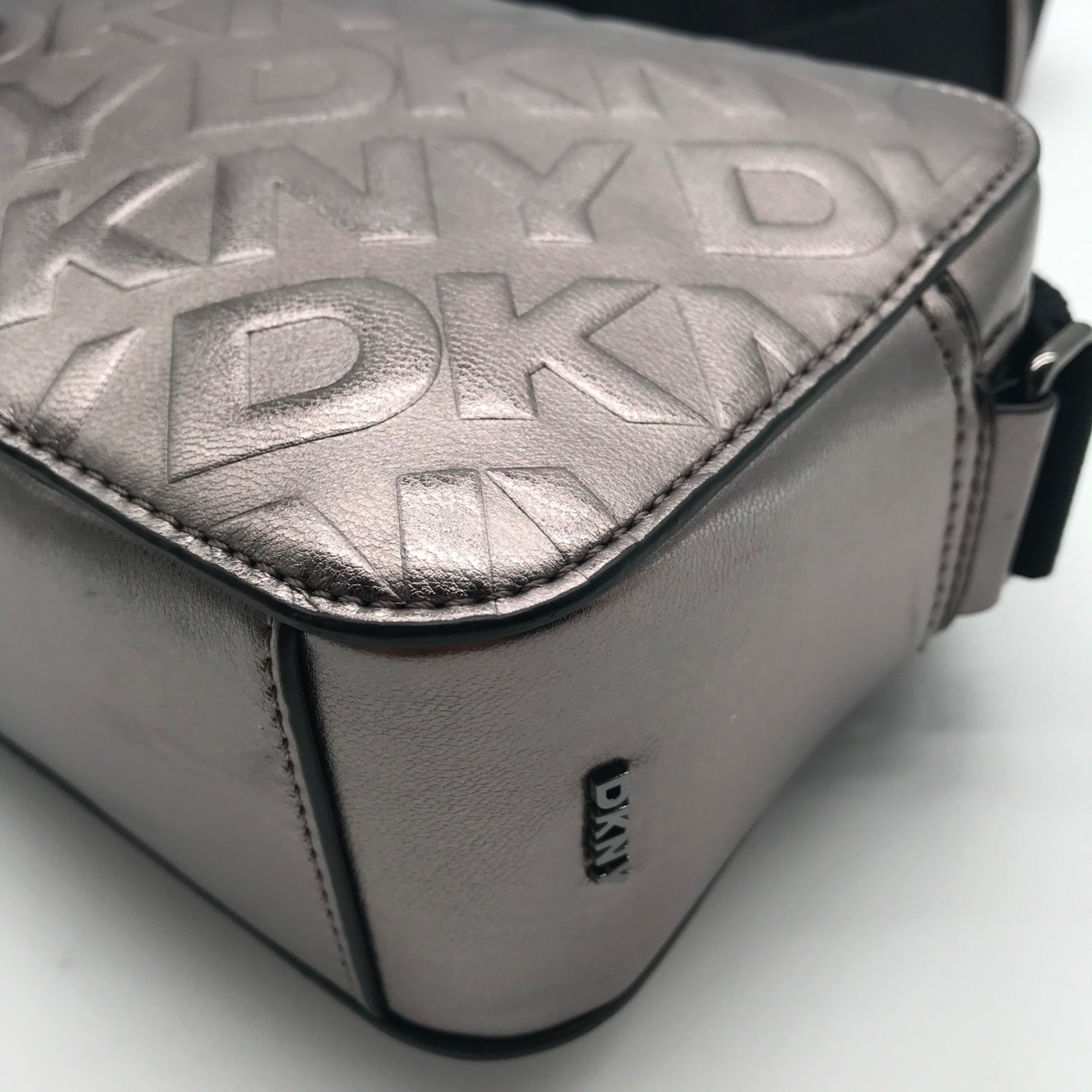 DKNY Metallic Silver Small Ashlyn Crossbody Camera Bag