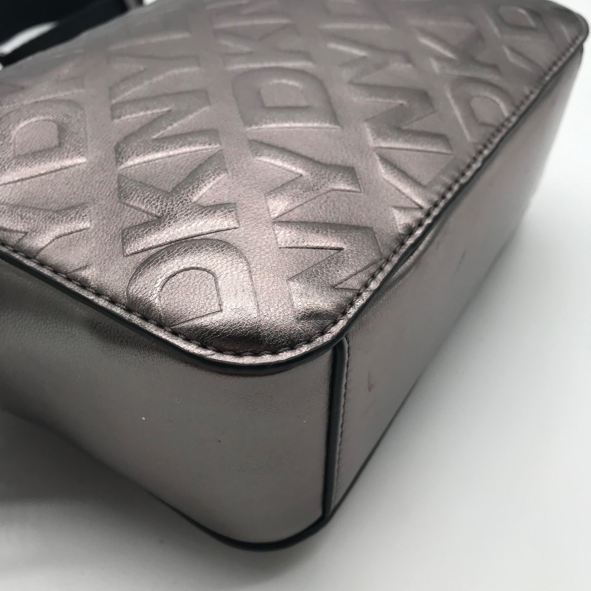 DKNY Metallic Silver Small Ashlyn Crossbody Camera Bag