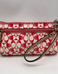 Coach Pink And White Coated Canvas Peyton Dream Monogram Wristlet