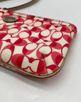 Coach Pink And White Coated Canvas Peyton Dream Monogram Wristlet