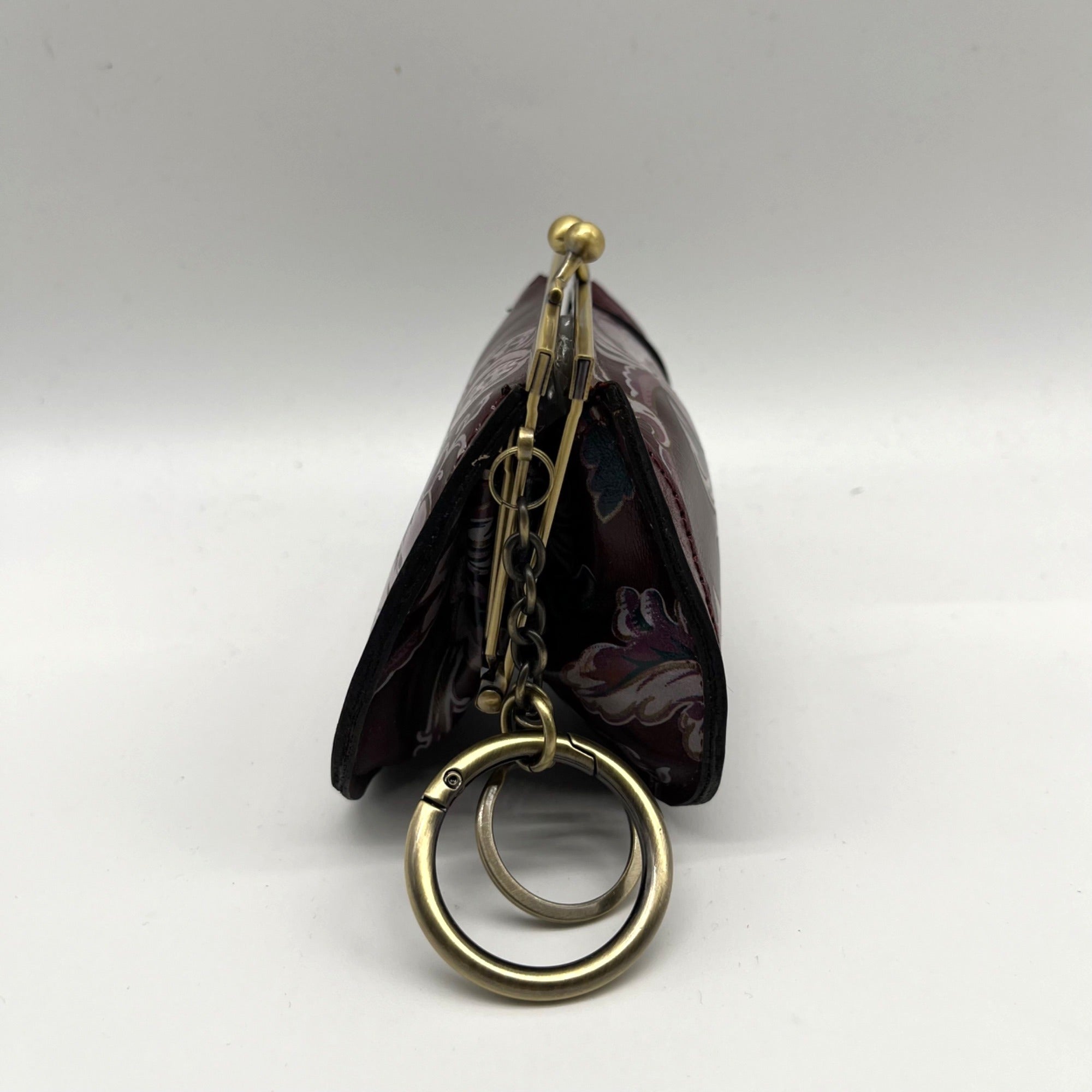 Patricia Nash European Floral Leather Framed Kiss-lock Keychain Wallet