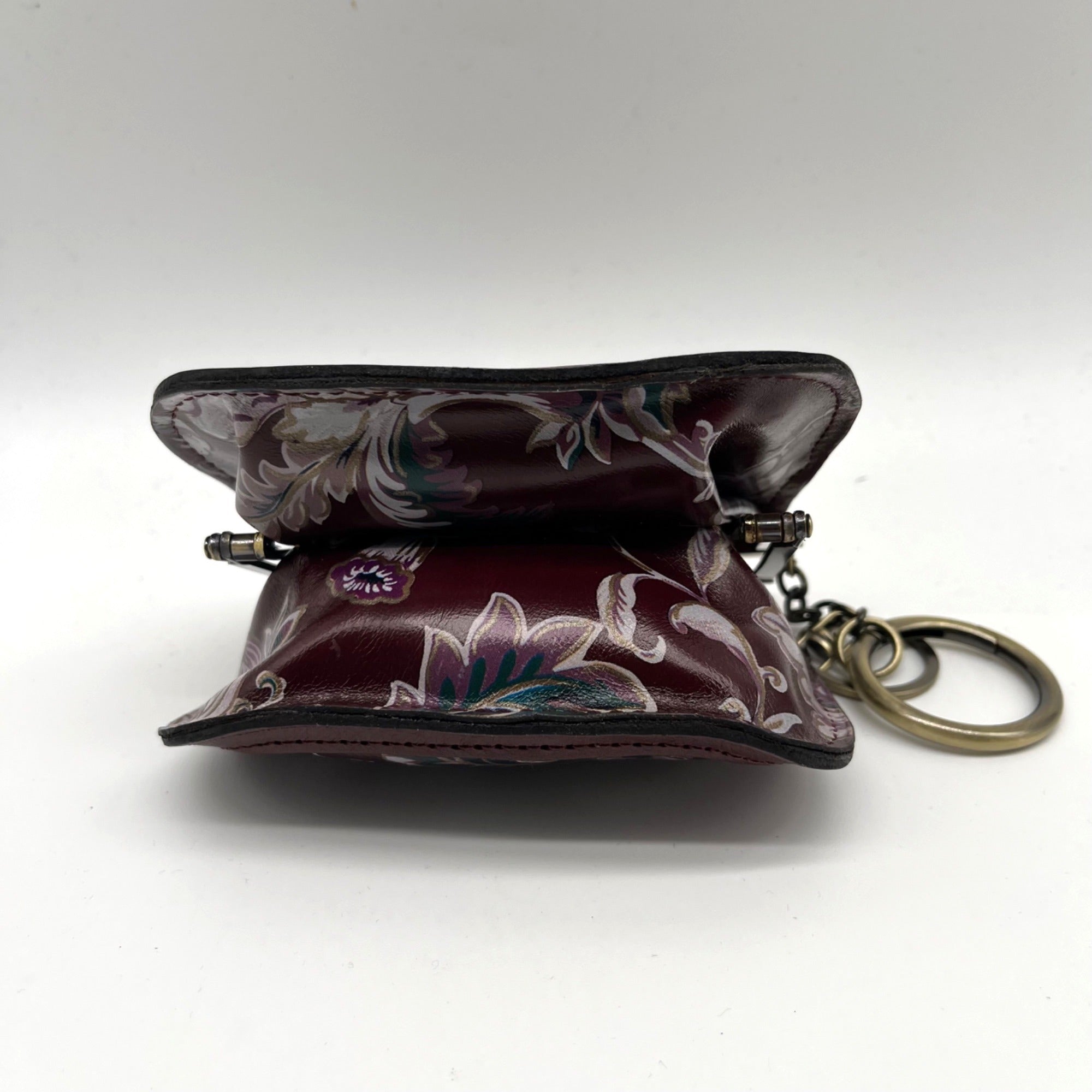 Patricia Nash European Floral Leather Framed Kiss-lock Keychain Wallet