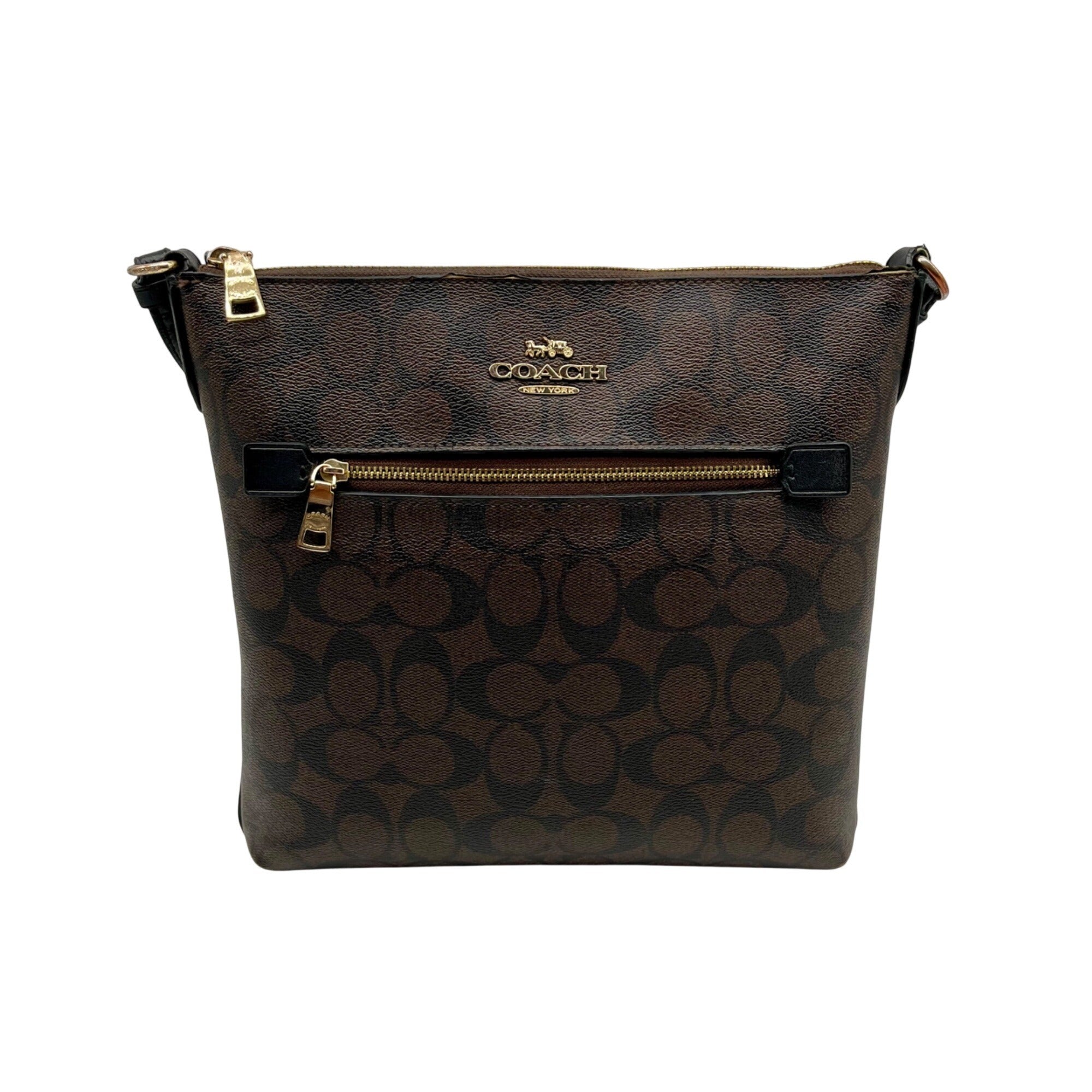 Coach Brown Signature Canvas Rowan File Bag C1554
