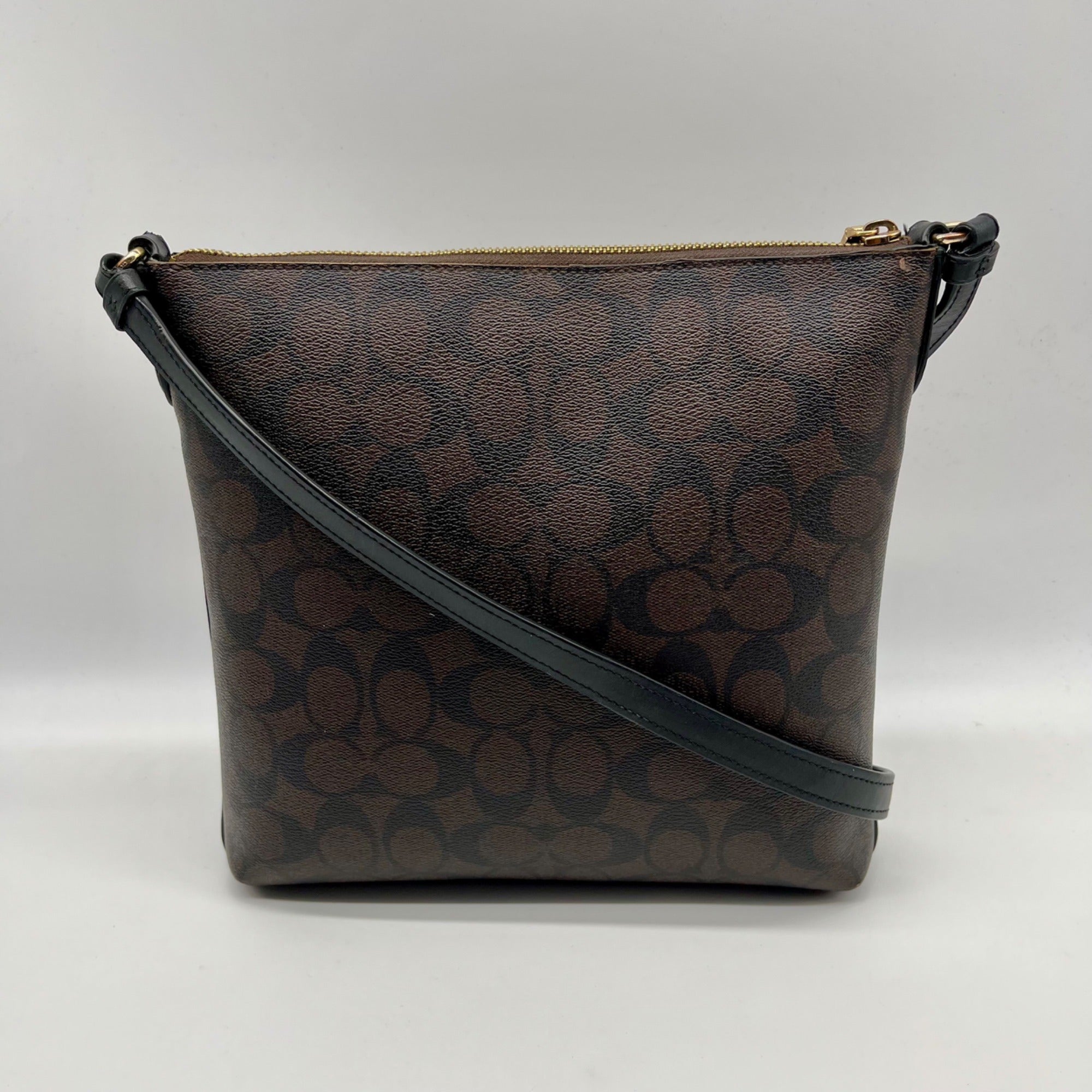 Coach Brown Signature Canvas Rowan File Bag C1554