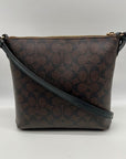 Coach Brown Signature Canvas Rowan File Bag C1554