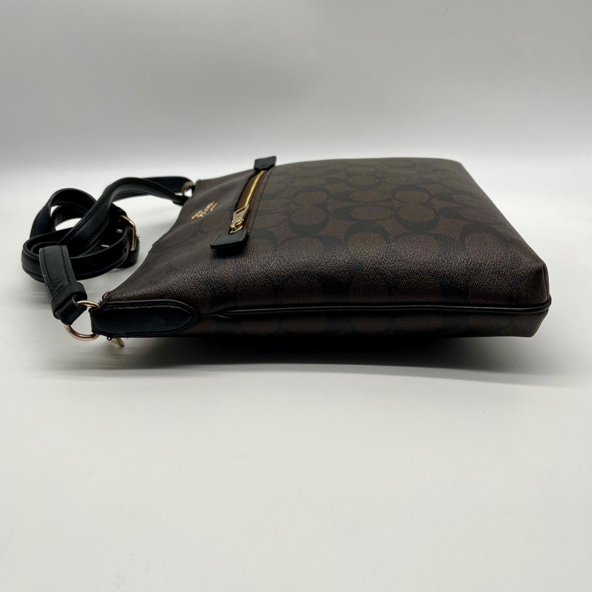 Coach Brown Signature Canvas Rowan File Bag C1554