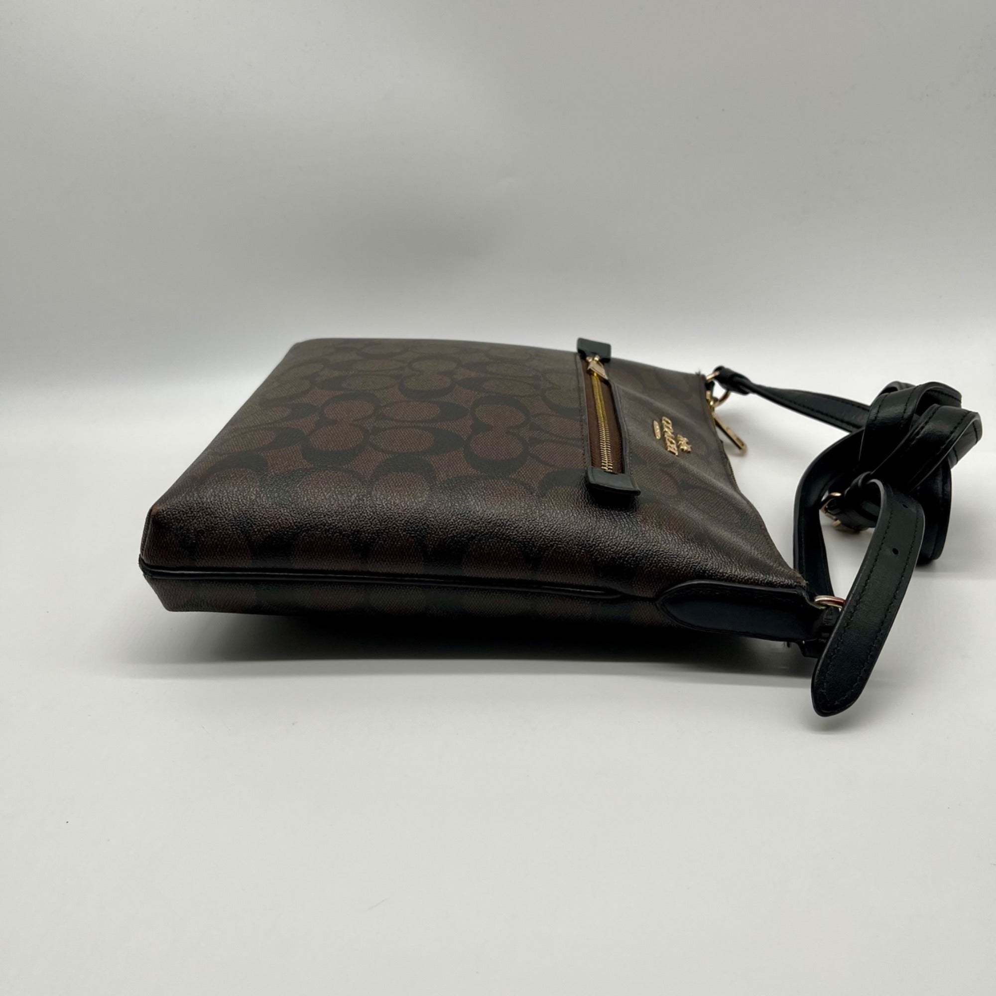 Coach Brown Signature Canvas Rowan File Bag C1554