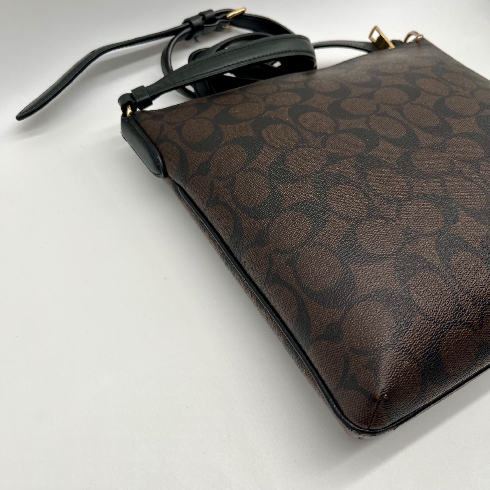 Coach Brown Signature Canvas Rowan File Bag C1554