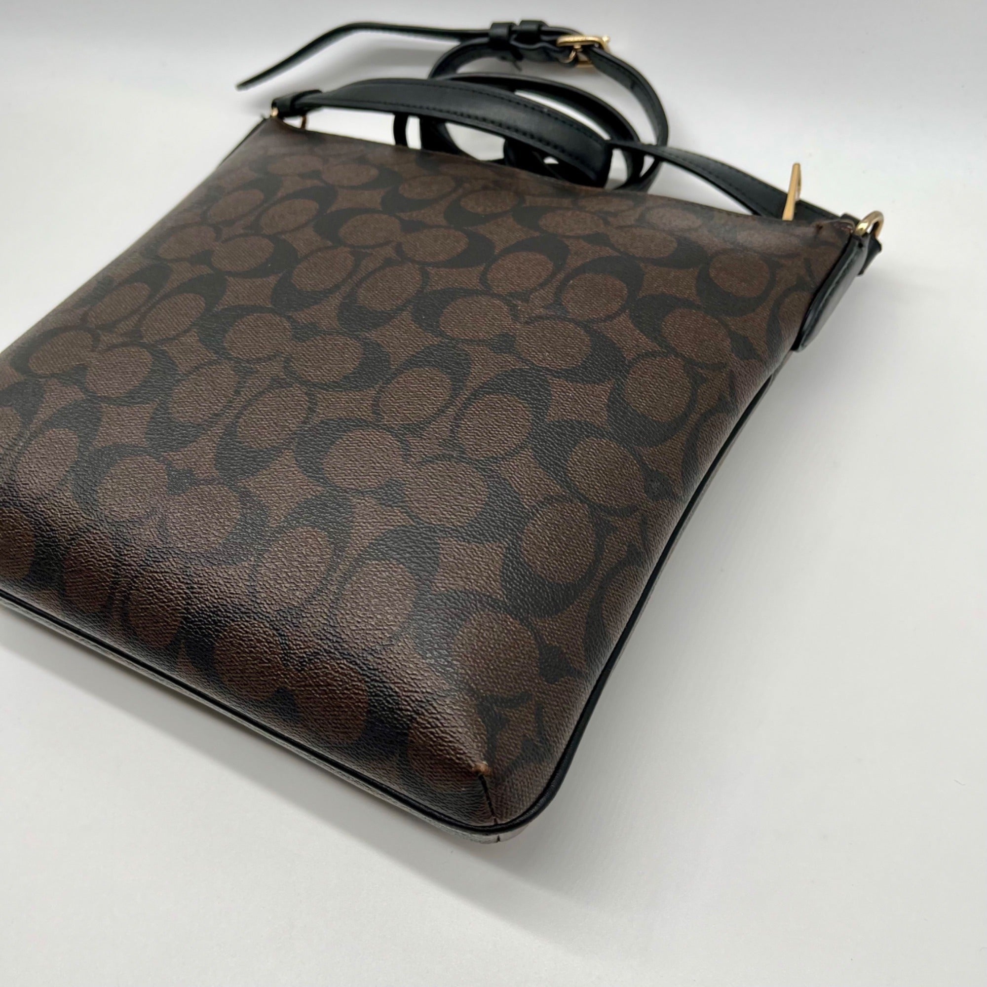 Coach Brown Signature Canvas Rowan File Bag C1554