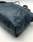 Coach Midnight Metallic Blue Leather Poppy Rocker Satchel 16483