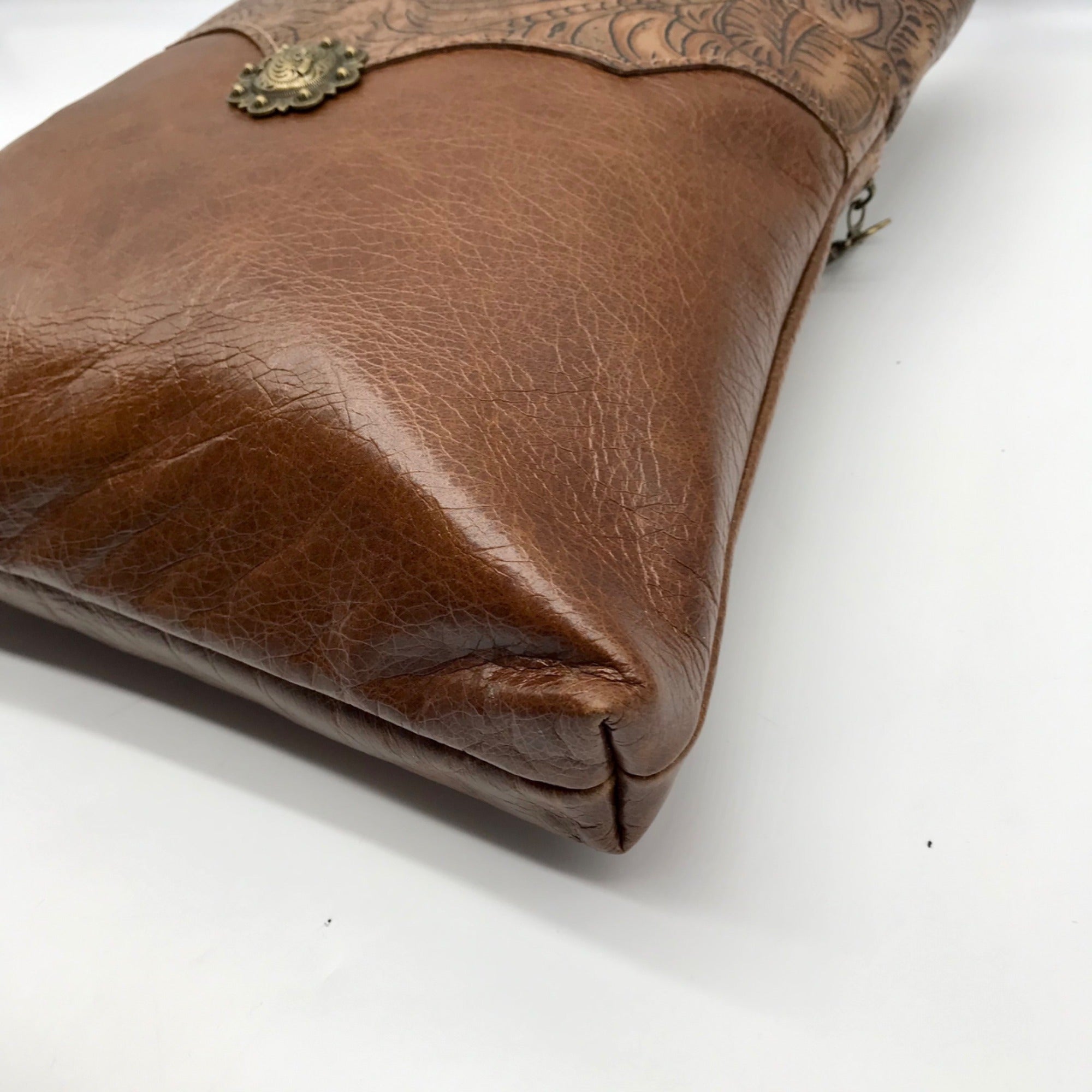 Unbranded Brown Faux Leather Bohemian Style Handmade Crossbody Bag