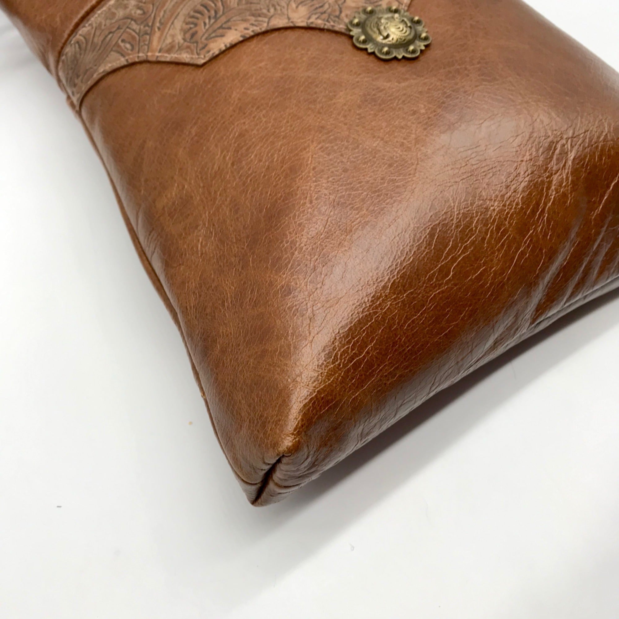 Unbranded Brown Faux Leather Bohemian Style Handmade Crossbody Bag