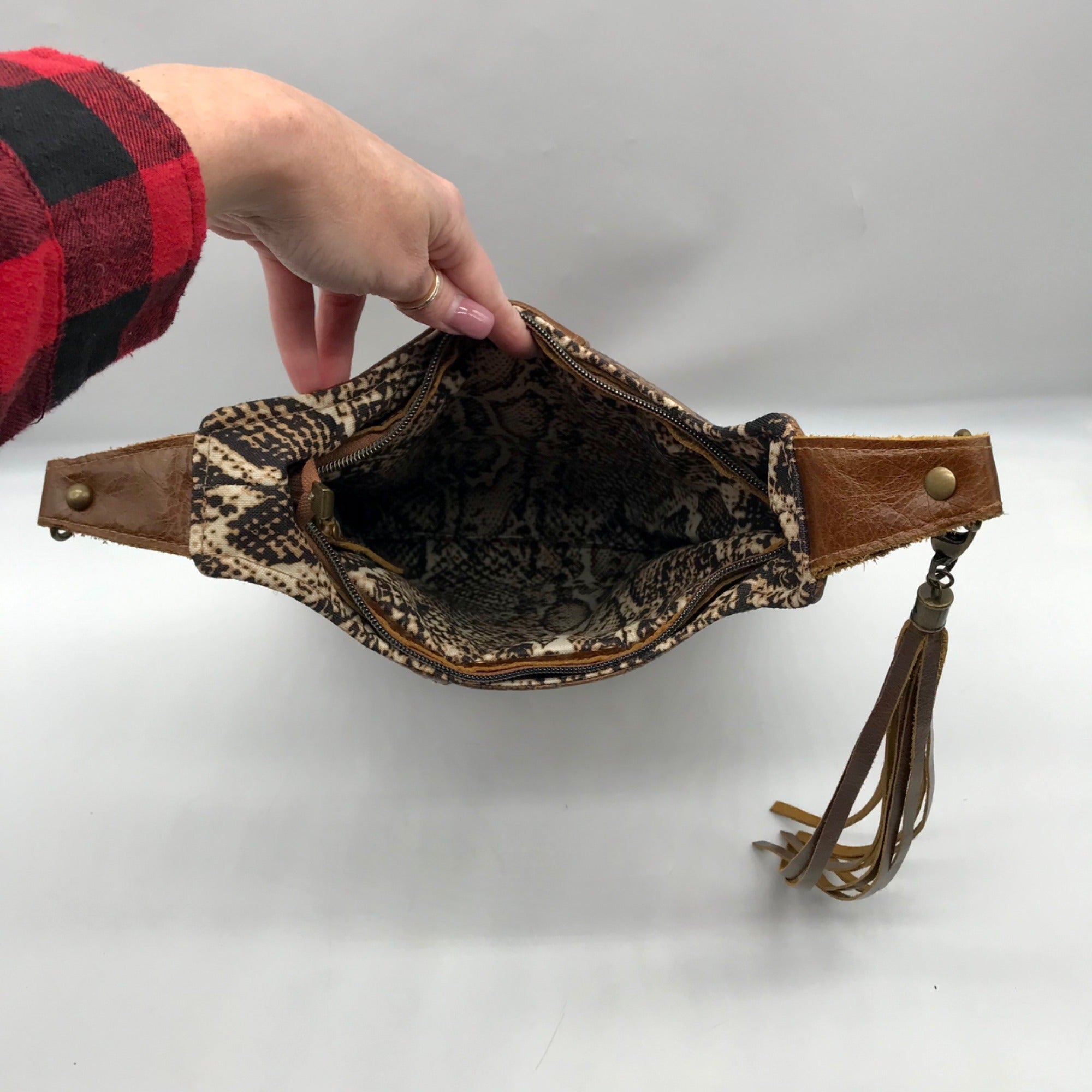 Unbranded Brown Faux Leather Bohemian Style Handmade Crossbody Bag