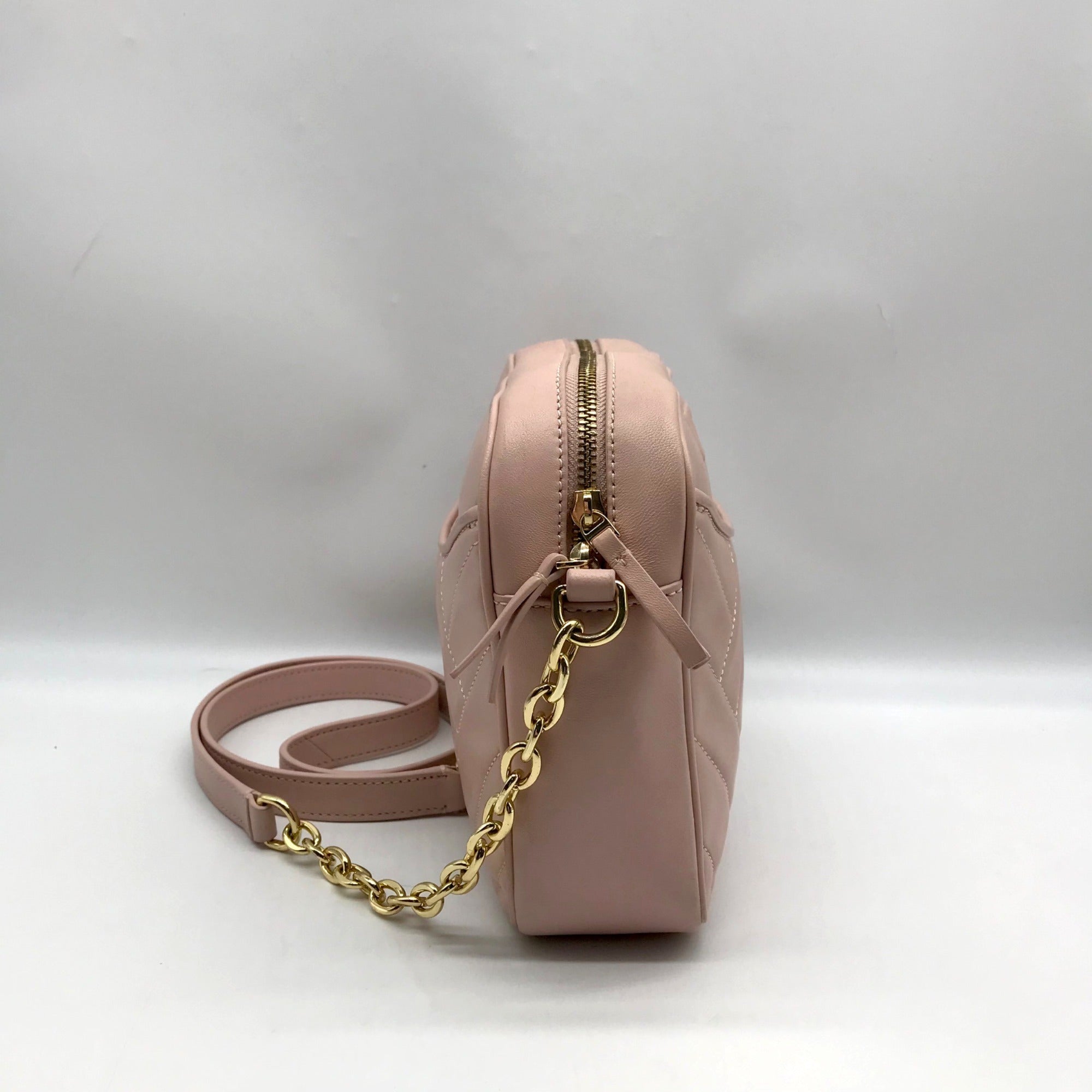 Tory Burch Blush Pink Leather Alexa Stitch Camera Crossbody Bag
