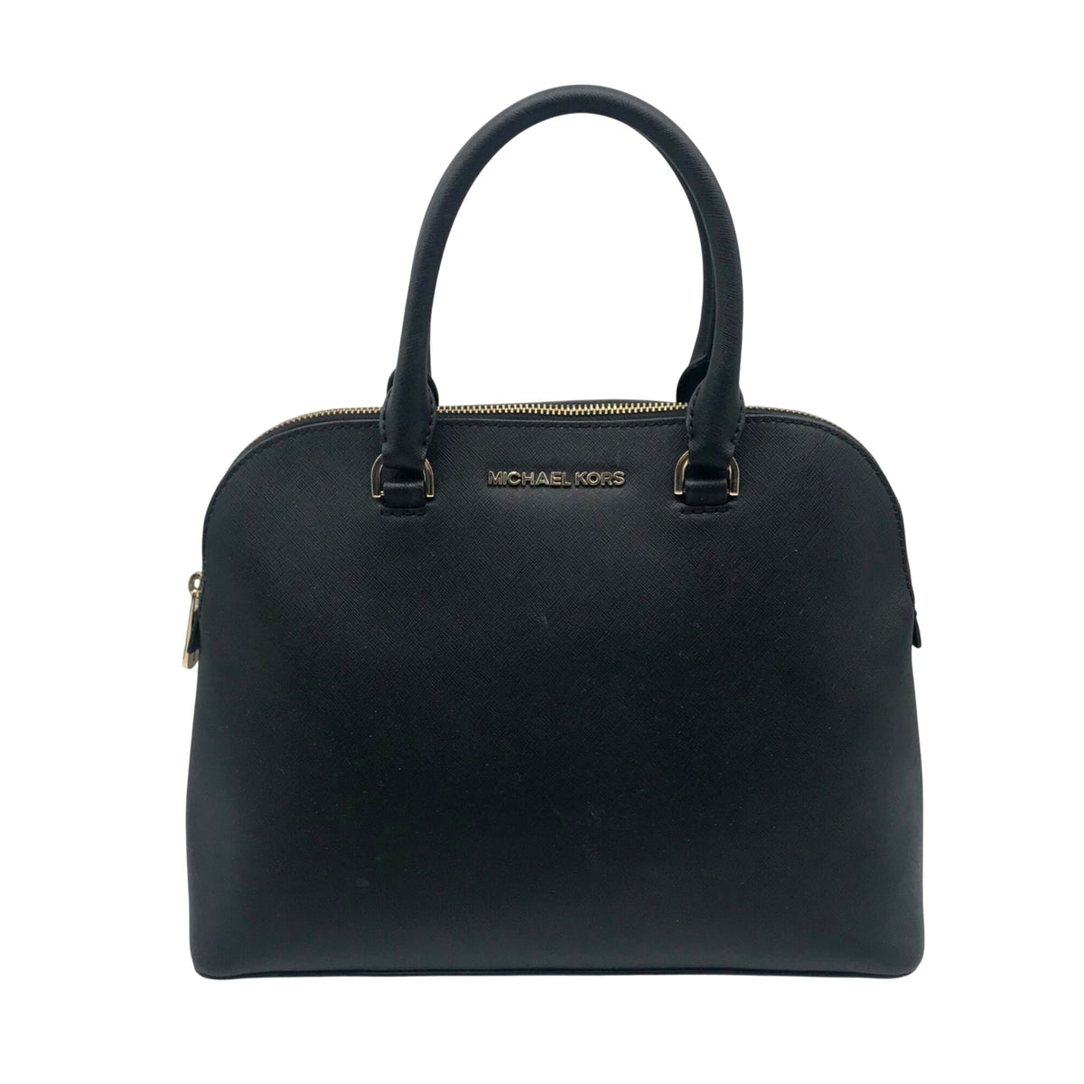 Michael Kors Cindy Black Saffiano Leather Dome Satchel Crossbody