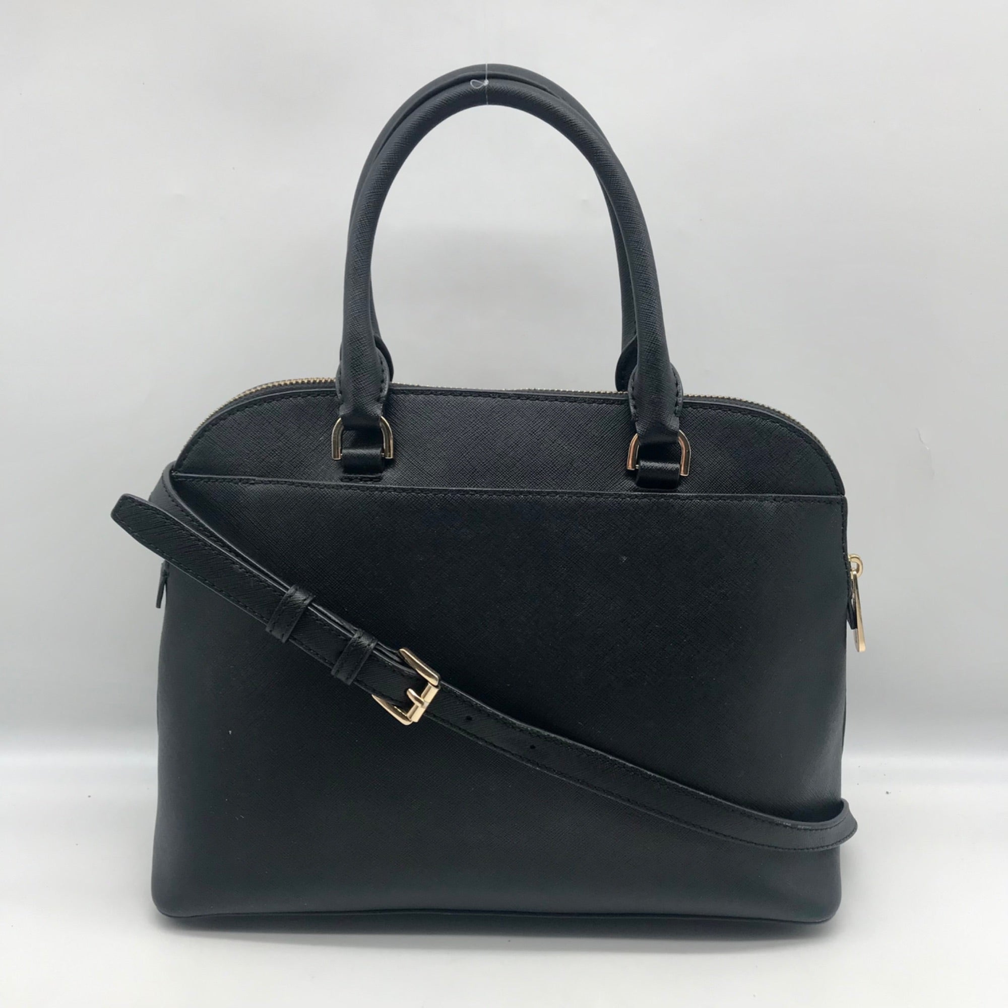 Michael Kors Cindy Black Saffiano Leather Dome Satchel Crossbody