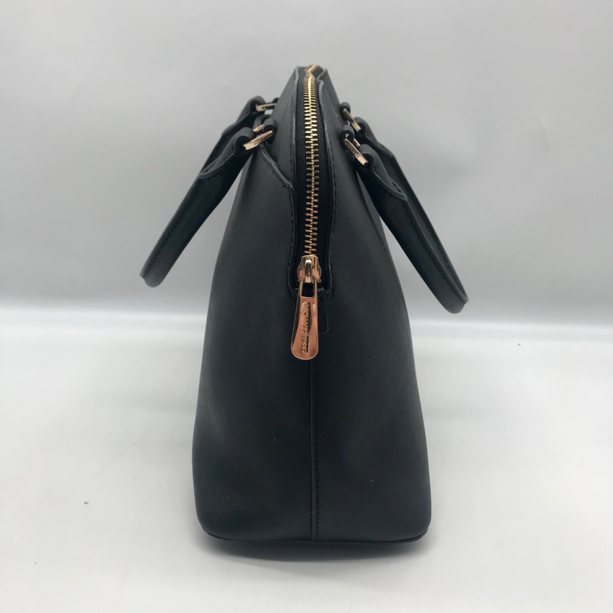 Michael Kors Cindy Black Saffiano Leather Dome Satchel Crossbody