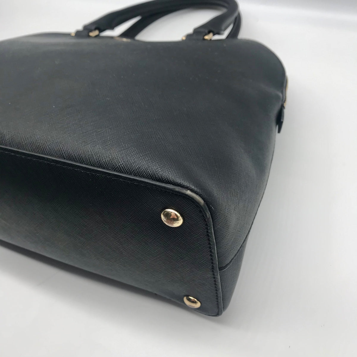 Michael Kors Cindy Black Saffiano Leather Dome Satchel Crossbody