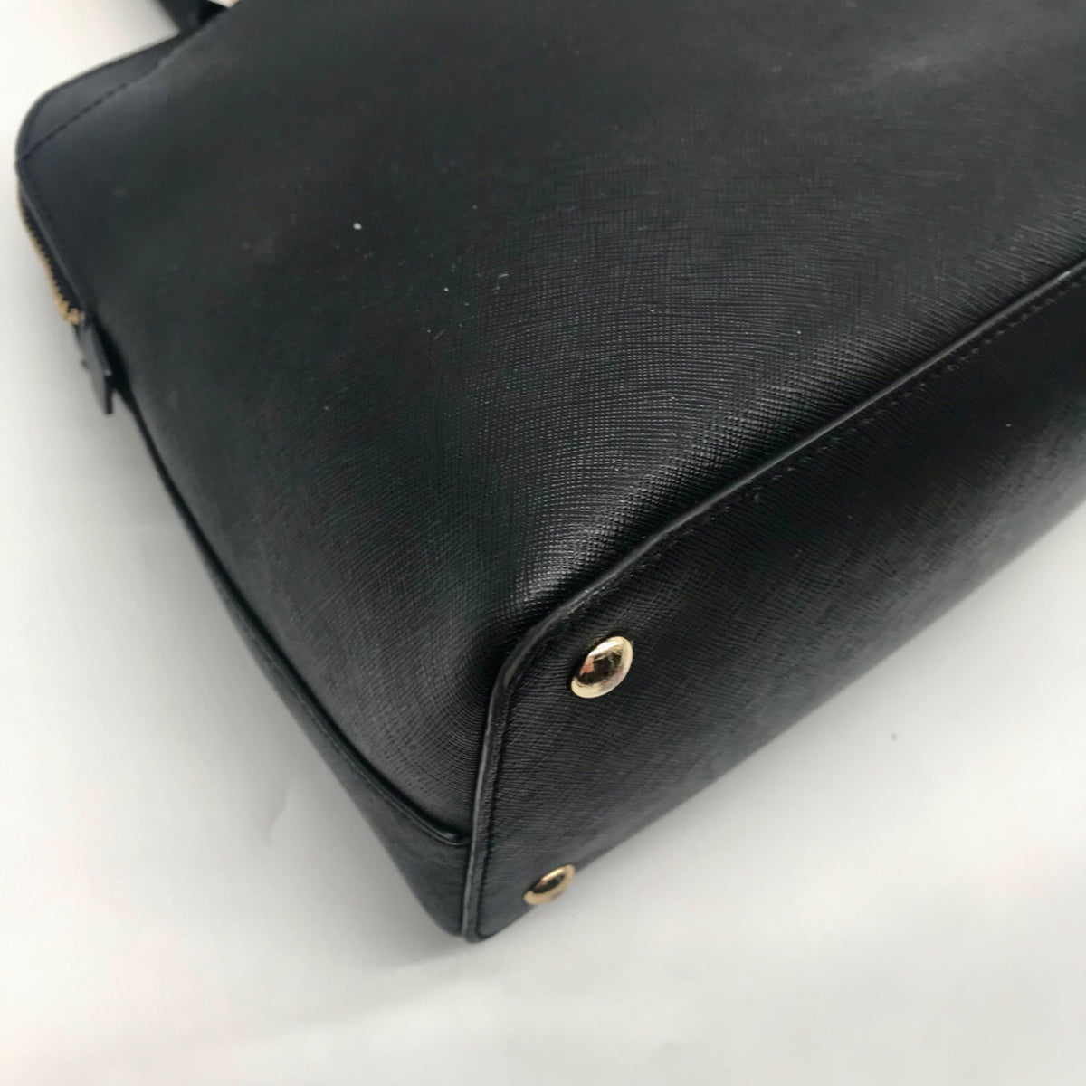 Michael Kors Cindy Black Saffiano Leather Dome Satchel Crossbody