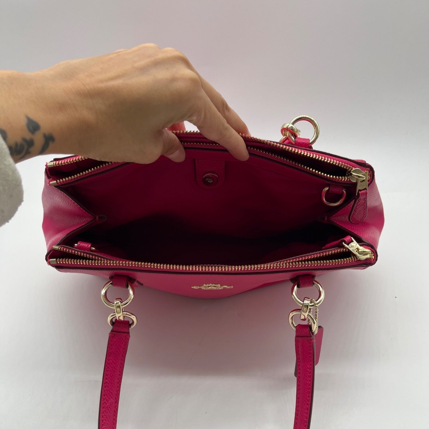 Coach Pink Pebbled Leather Christie Carryall Convertible Tote