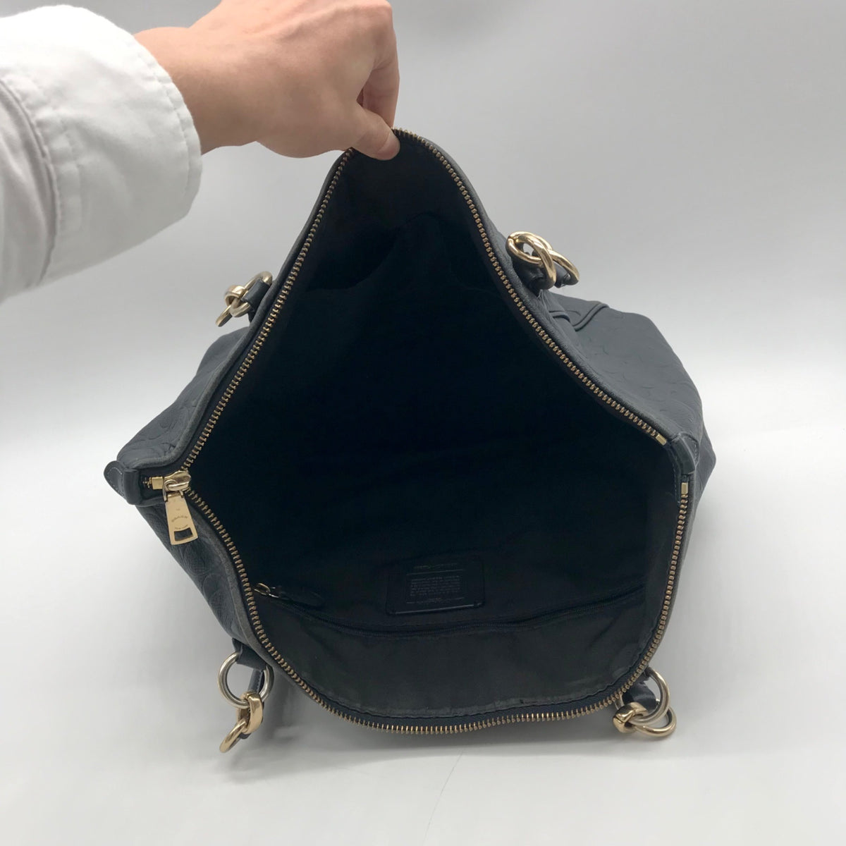 Coach Black Embossed Leather Ava Tote Bag F28558