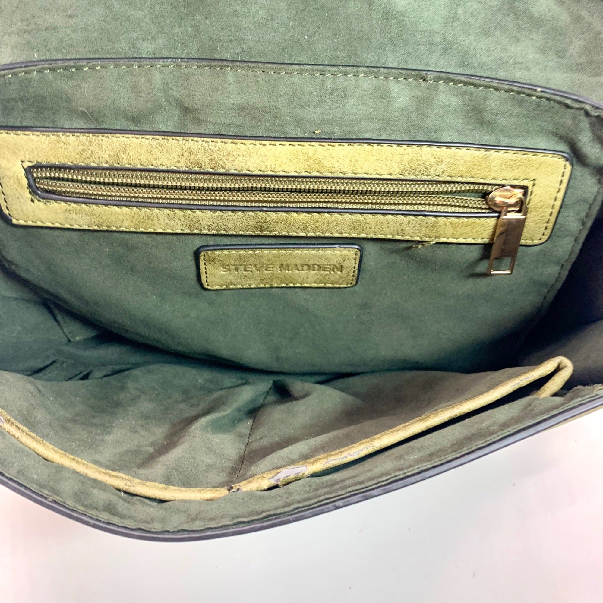 Steve Madden Olive Green Crossbody Saddle Bag