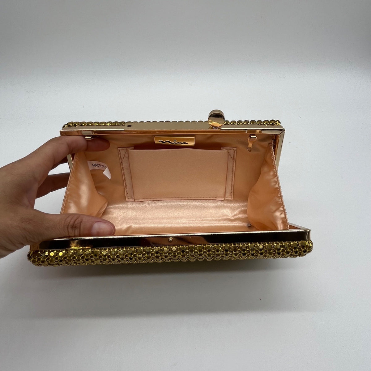 Nina Gold Rhinestone Evening Clutch/Crossbody Purse
