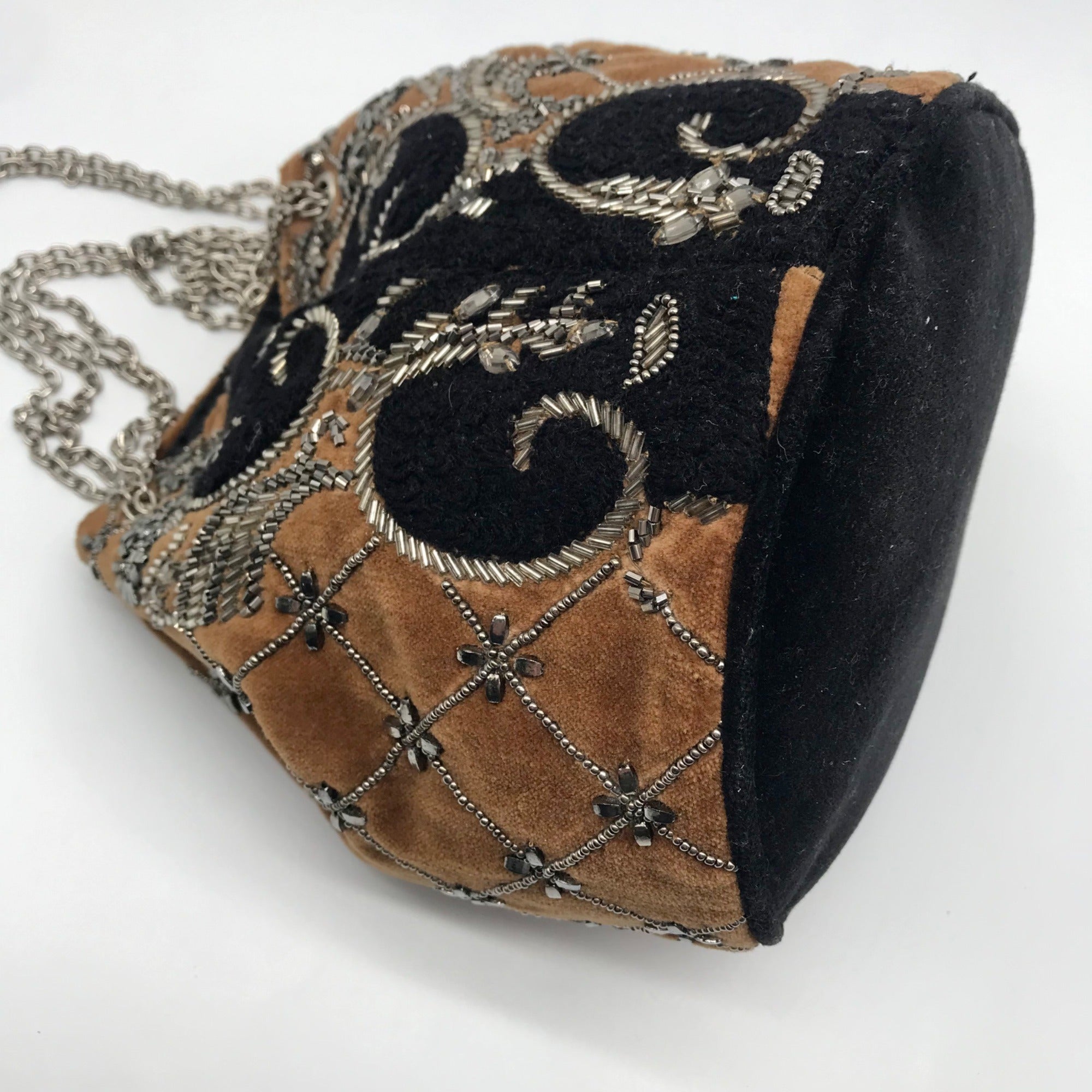 Free People Brown &amp; Black Embroidered Vintage Bucket Crossbody