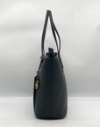 Michael Kors Black Saffiano Leather Large Jet Set Snap Pocket Tote Bag
