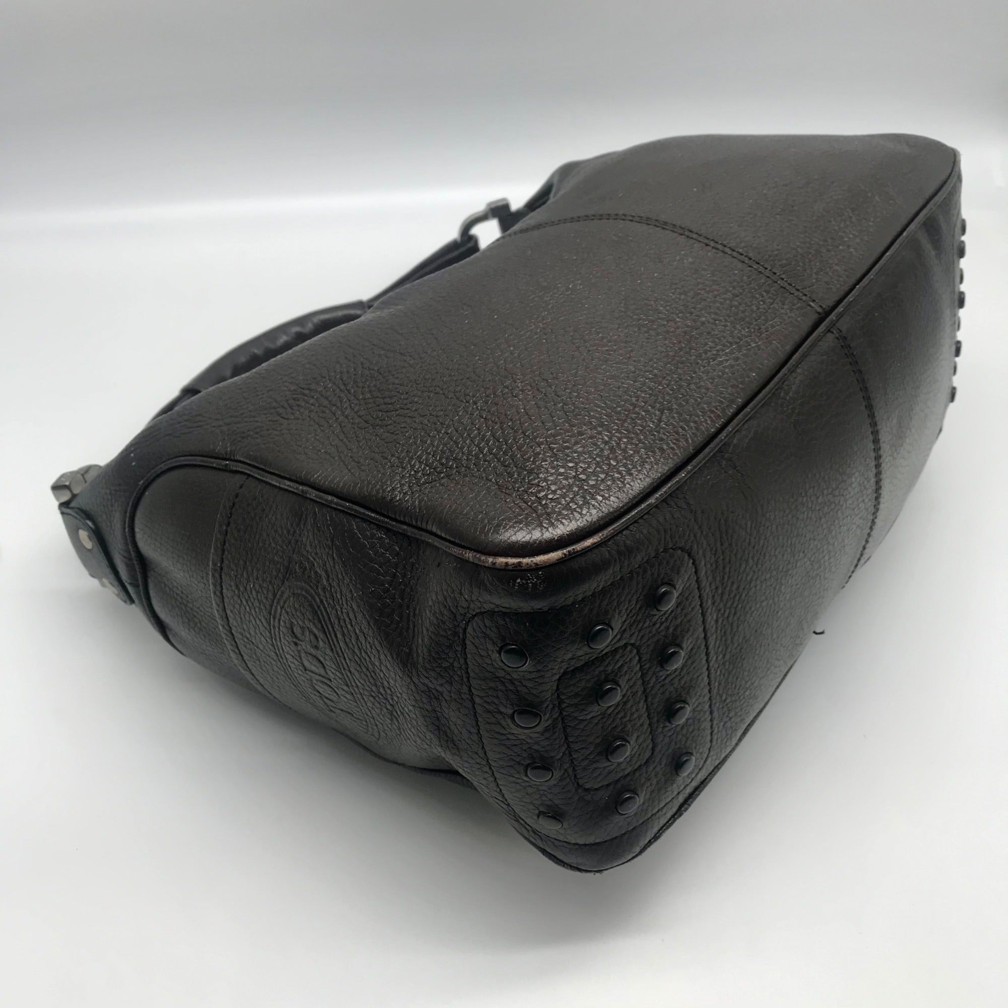 Tod's Brown Pebbled Leather Shoulder Bag